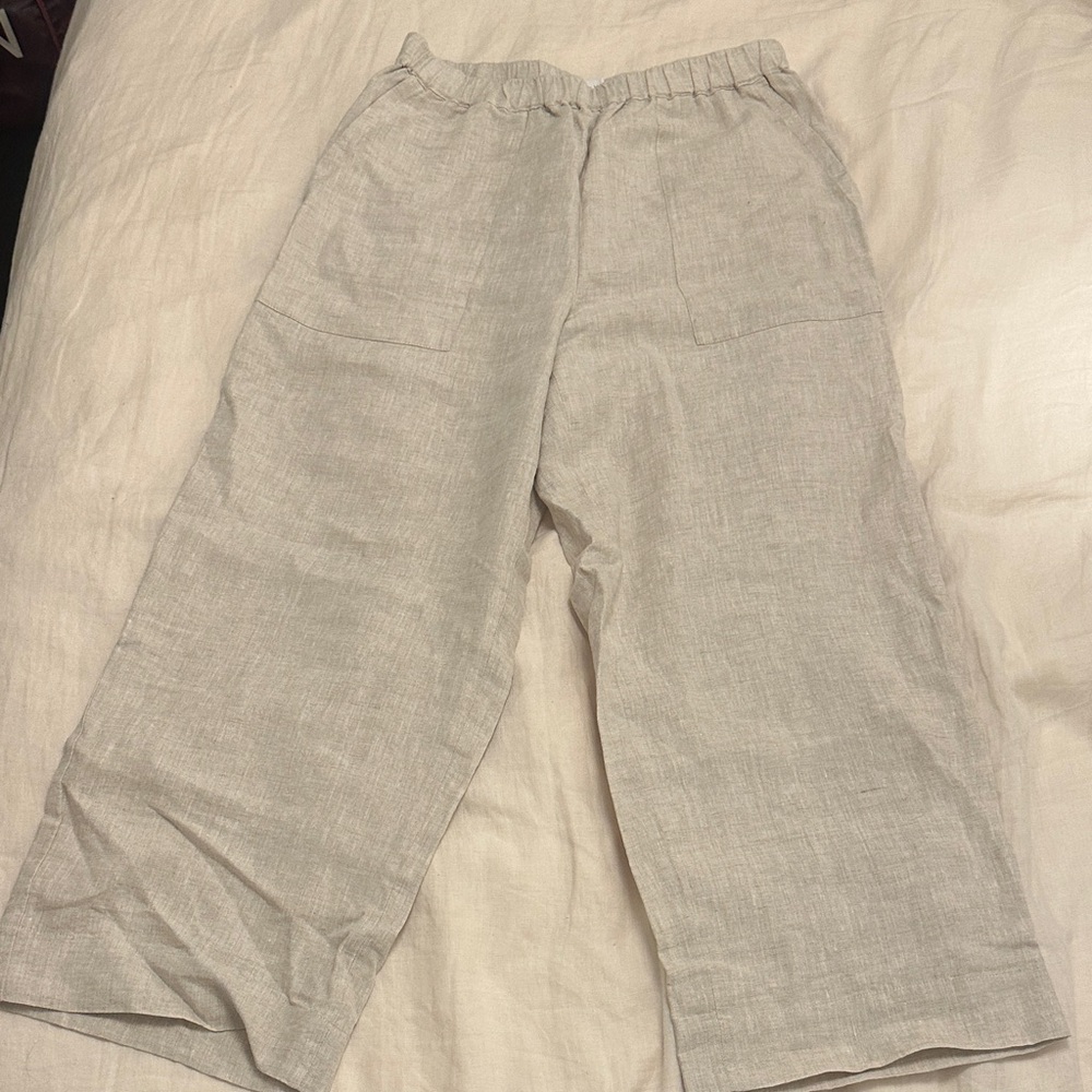 Little Moon Beige Elastic-Waist Pants (Aritzia)